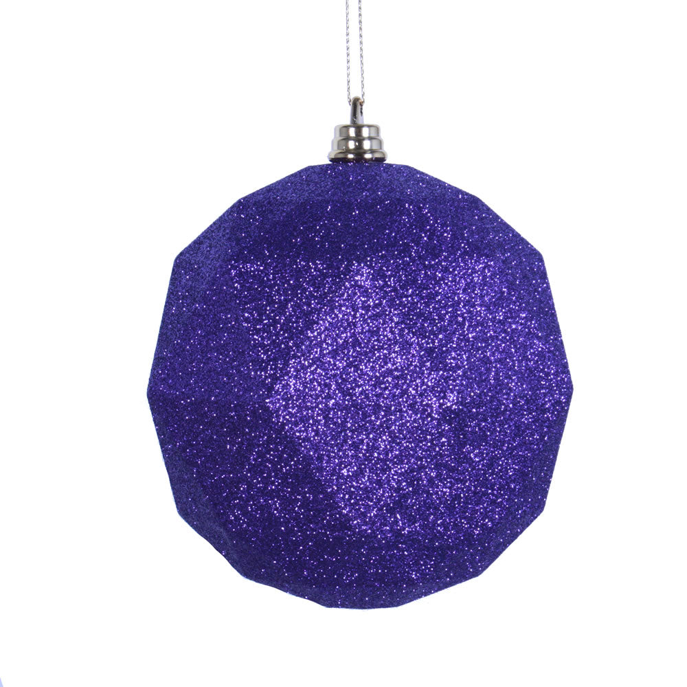 Vickerman 4.75 in. Purple Geometric Glitter Ball Christmas Ornament