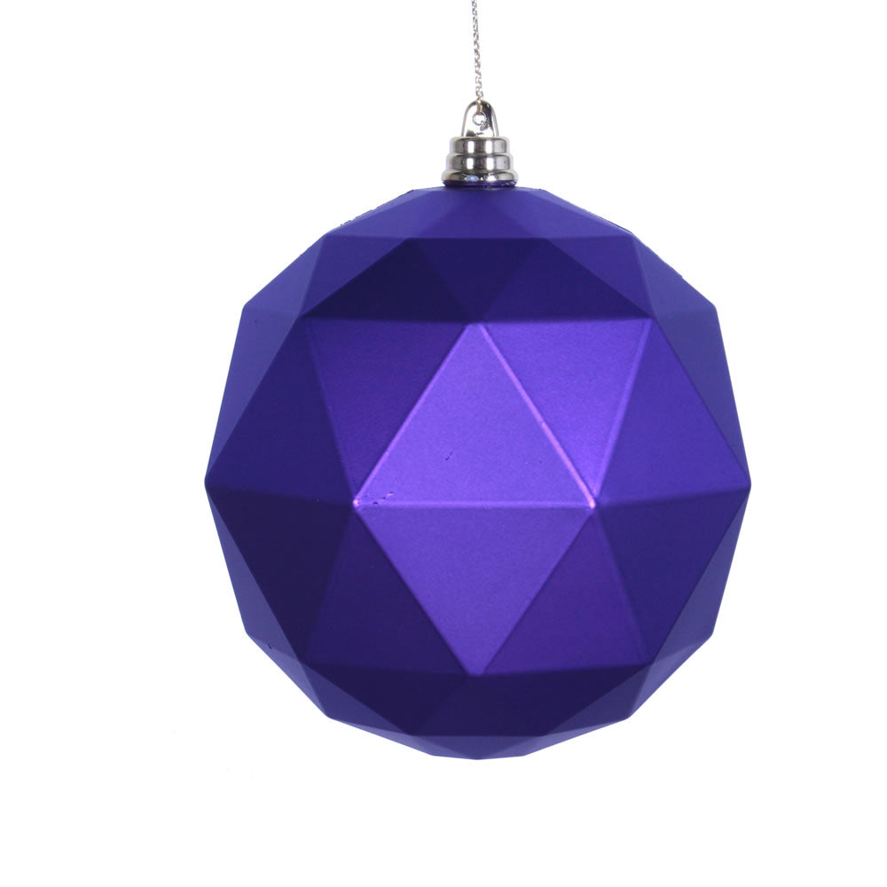Vickerman 4.75 in. Purple Matte Geometric Ball Christmas Ornament