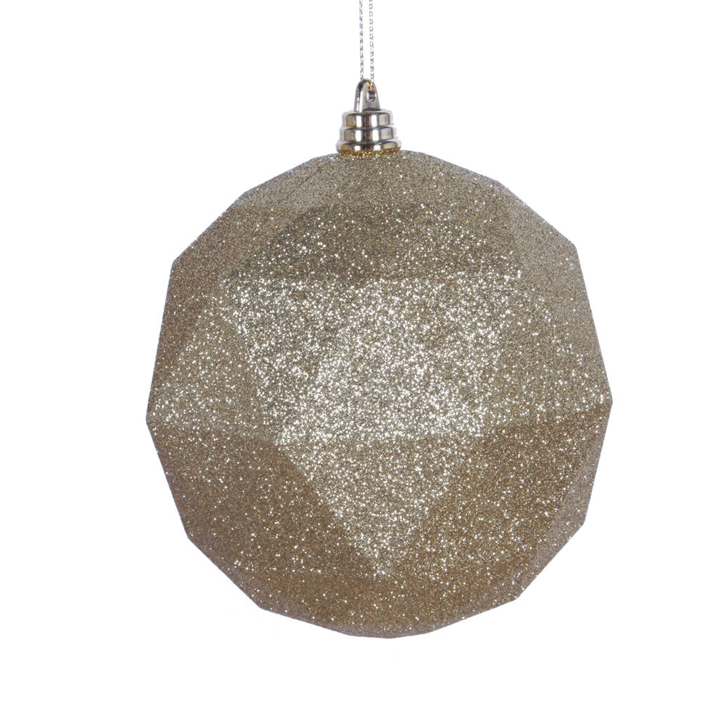 Vickerman 4.75 in. Gold Geometric Glitter Ball Christmas Ornament