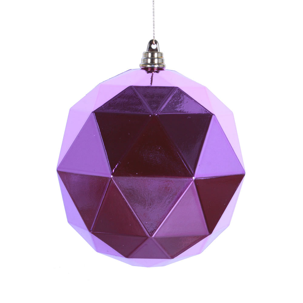 Vickerman 4.75 in. Orchid Shiny Geometric Ball Christmas Ornament