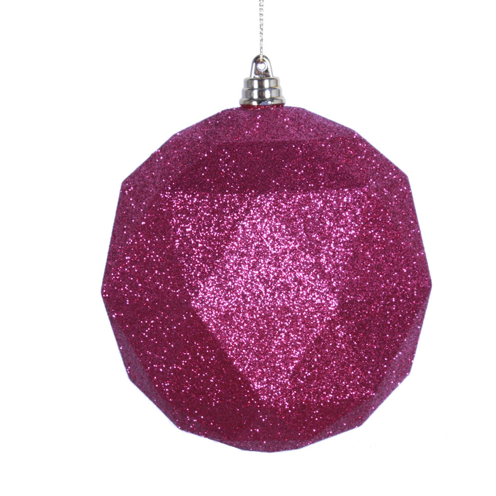 Vickerman 4.75 in. Fuchsia Geometric Glitter Ball Christmas Ornament
