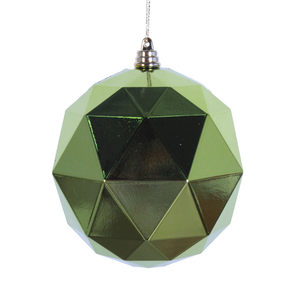 Vickerman 8 in. Lime Shiny Geometric Ball Christmas Ornament