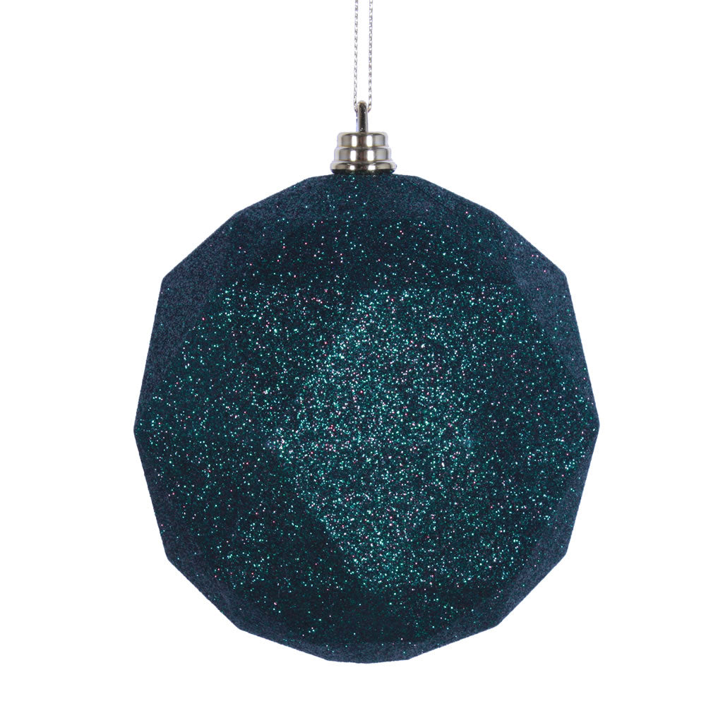 Vickerman 4.75 in. Midnight Green Geometric Glitter Ball Christmas Ornament