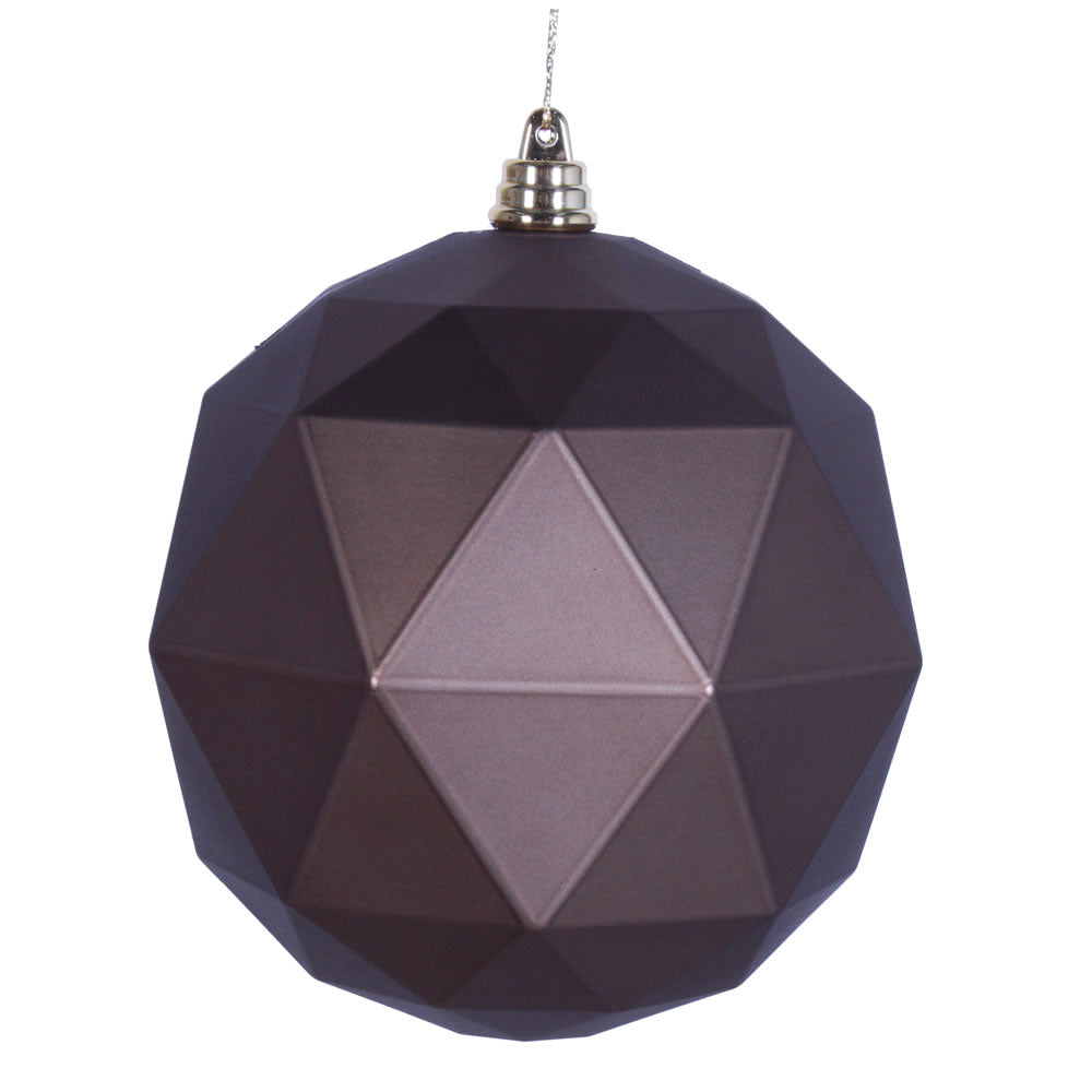 Vickerman 4.75 in. Mocha Matte Geometric Ball Christmas Ornament