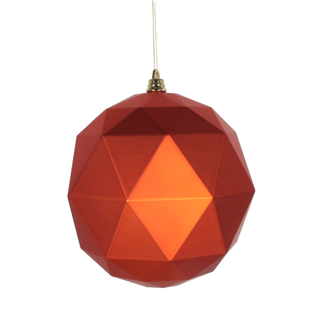 Vickerman 6 in. Burnished Orange Matte Geometric Ball Christmas Ornament