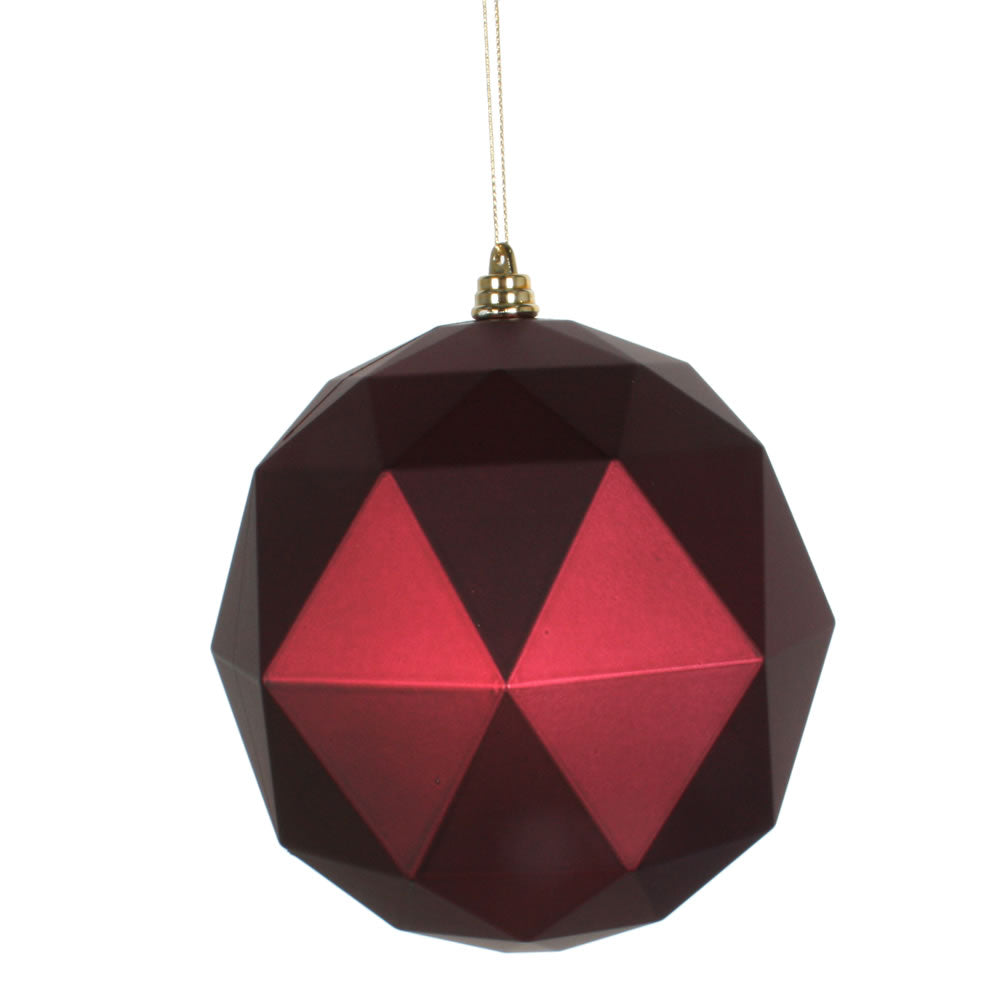 Vickerman 6 in. Wine Matte Geometric Ball Christmas Ornament