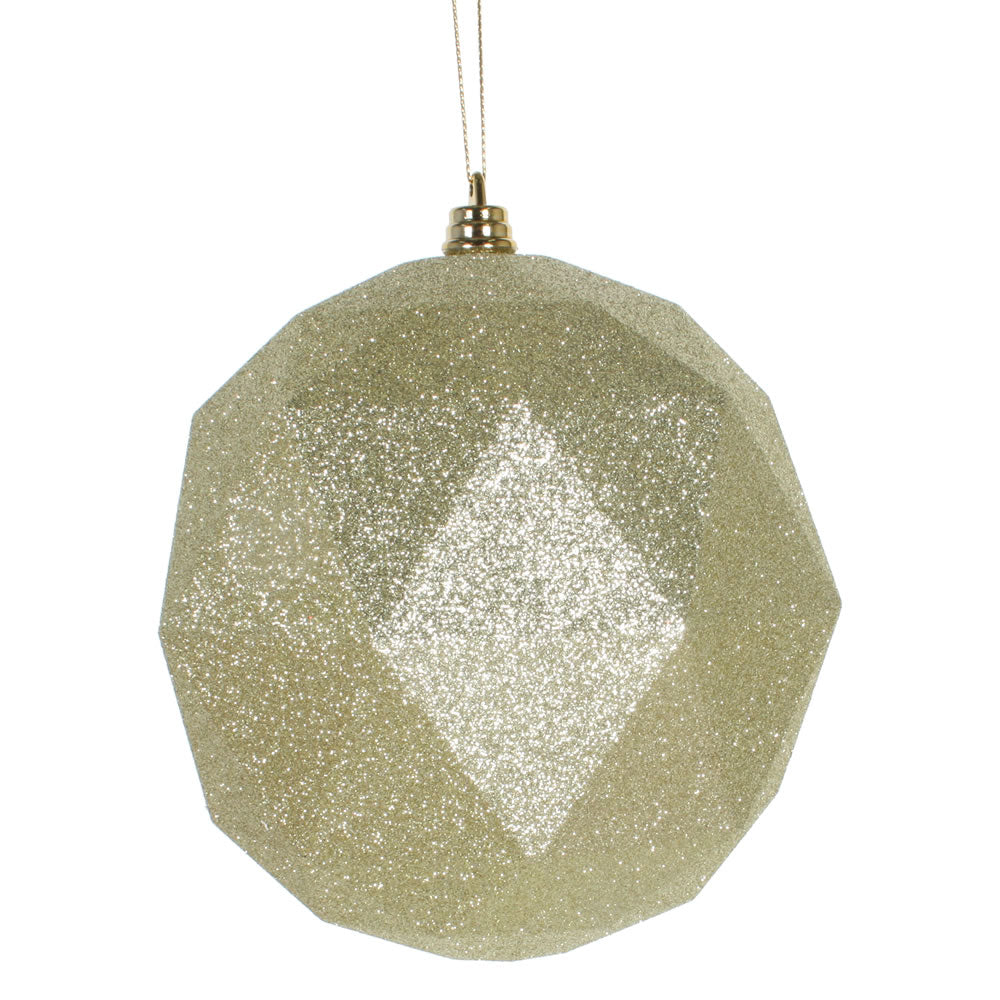 Vickerman 8 in. Champagne Geometric Glitter Ball Christmas Ornament