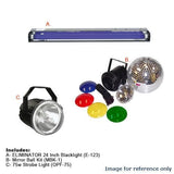 OPTIMA Mirror Ball Kit w/ Strobe Light + Blacklight Party Kit