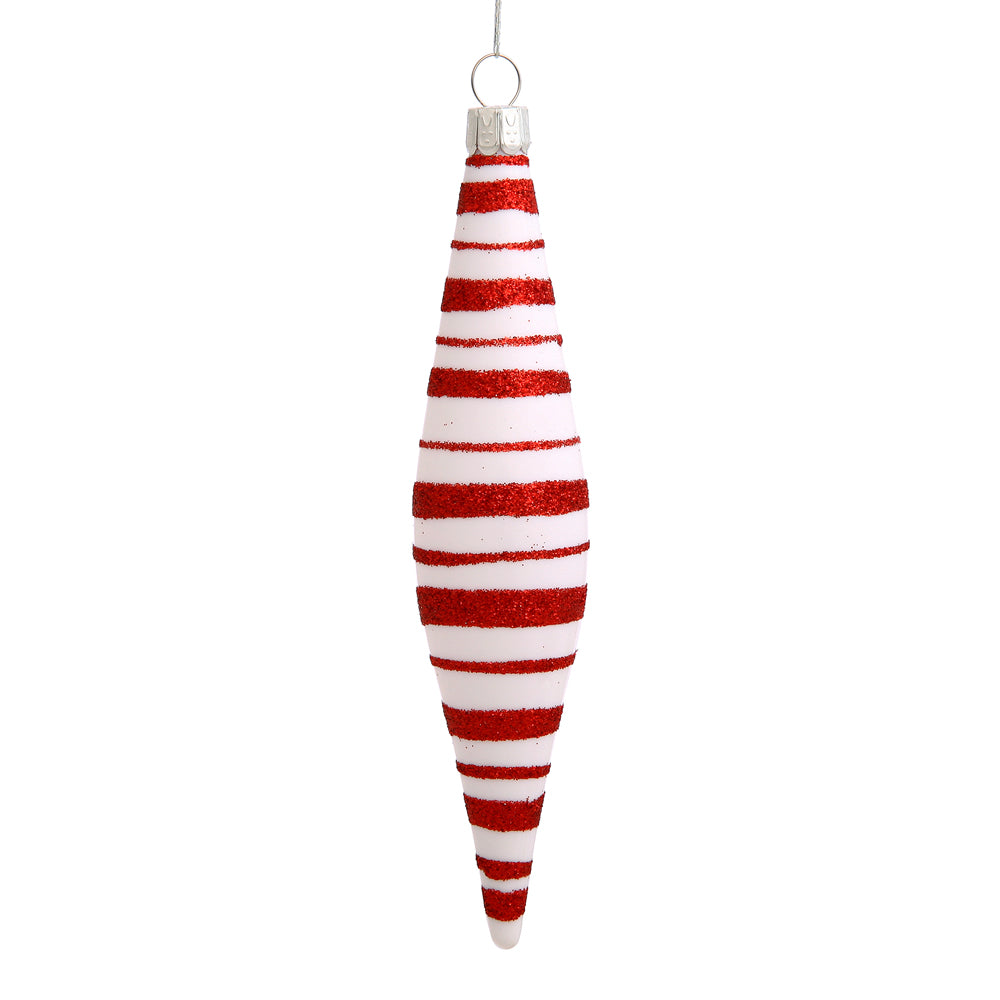 Vickerman 5.5 in. Red-White Candy Cane Teardrops Christmas Ornament