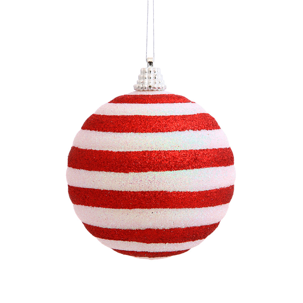 Vickerman 3 in. Red-White Candy Ball Christmas Ornament