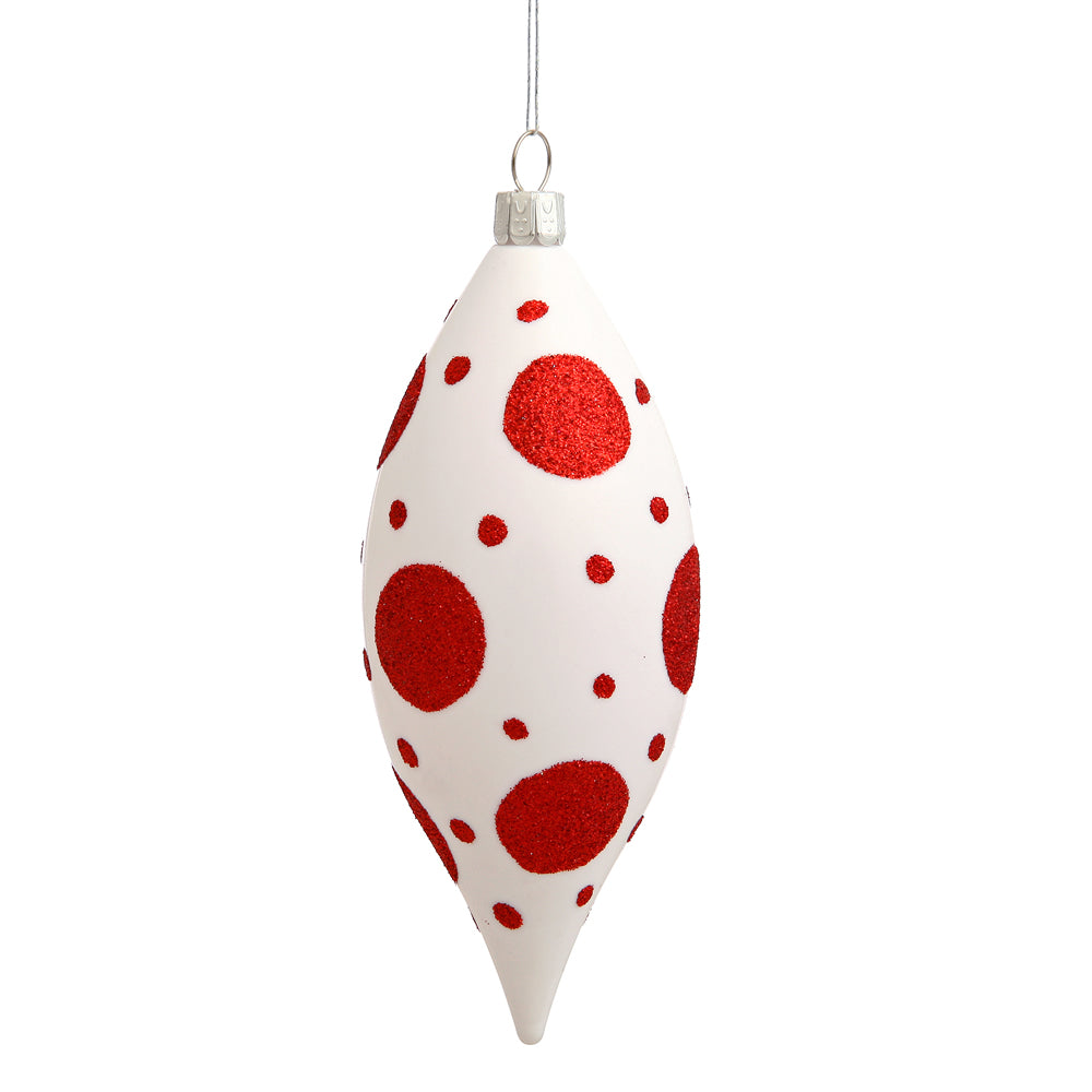 Vickerman 4.75 in. Red-White Drop Christmas Ornament