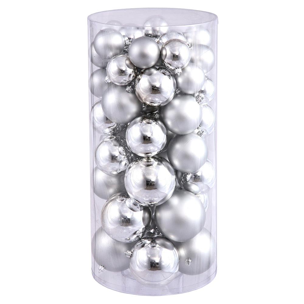 Vickerman 1.5 in.-2 in. Silver Shiny Matte Ball Christmas Ornament