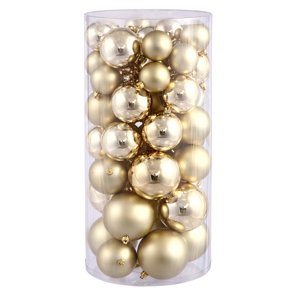 Vickerman 2.4 in.-3 in.-4 in. Gold Shiny Matte Ball Christmas Ornament
