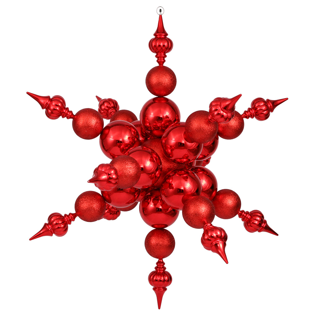 Vickerman 39 in. Red Shiny Glitter Snowflake Christmas Ornament