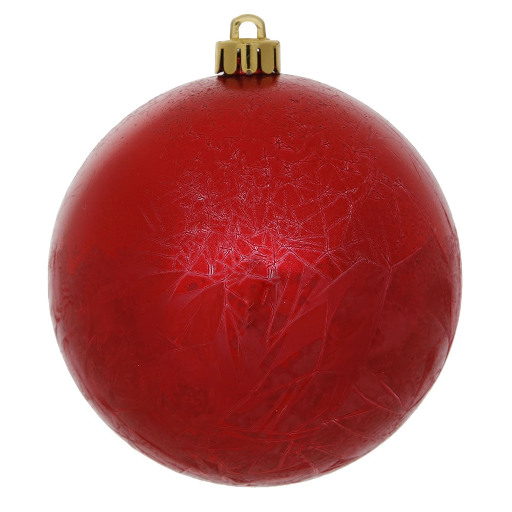 2.75" Red Crackle Ball Ornament UV Drilled 12/Bag