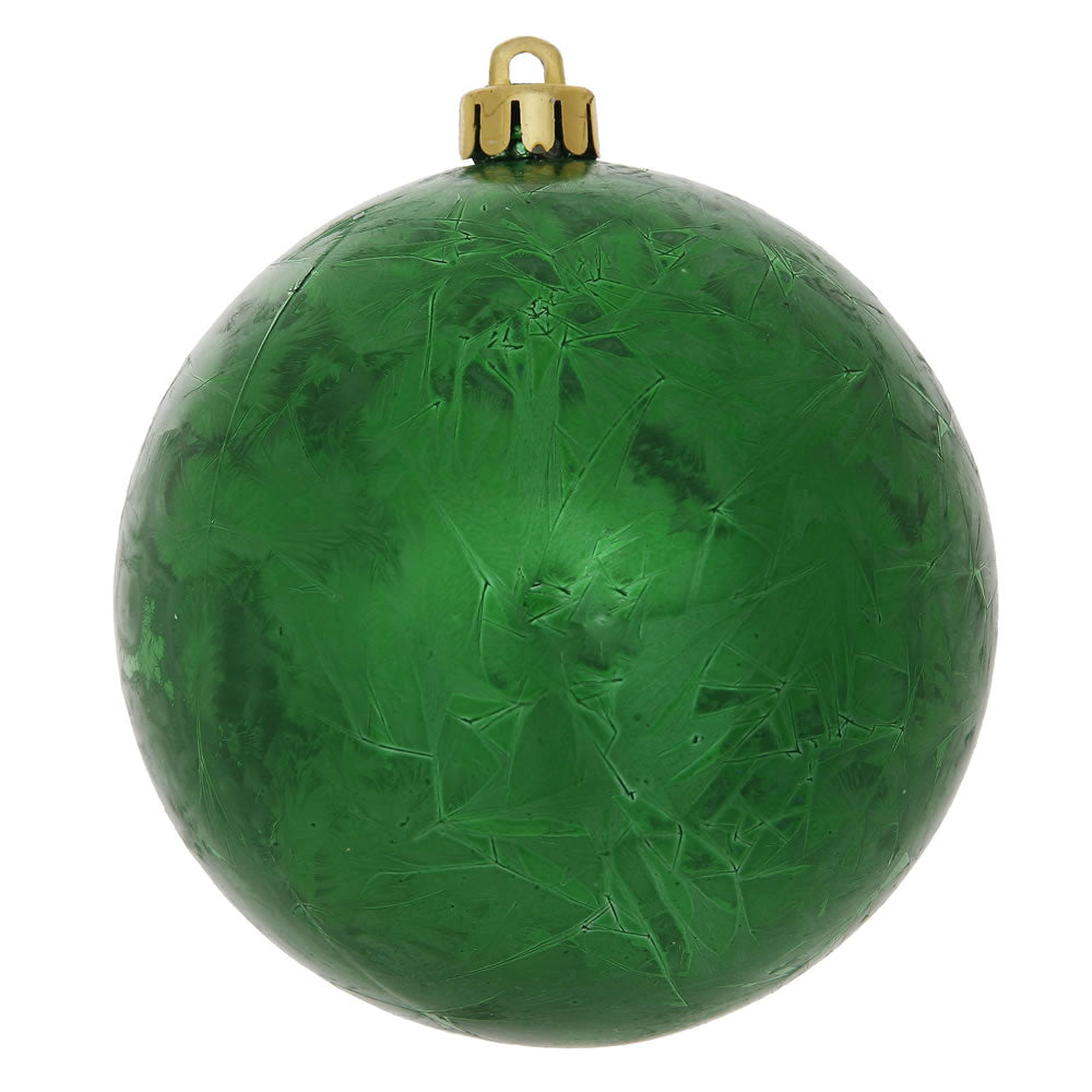 2.75" Green Crackle Ball Ornament UV Drilled 12/B
