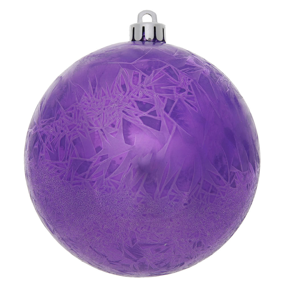 3" Purple Crackle Ball Ornament UV Drilled 12/Bg