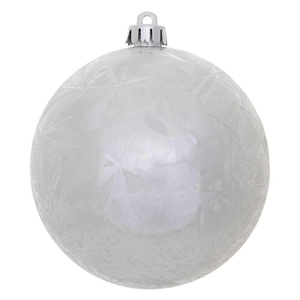 3" Silver Crackle Ball Ornament UV Drilled 12/Bg