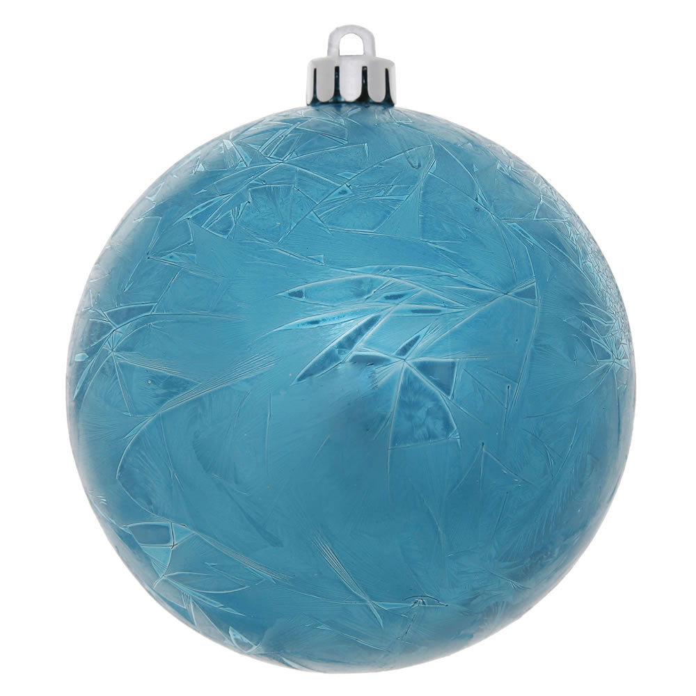 3" Turquois Crackle Ball Ornament UV Drill 12/Bg