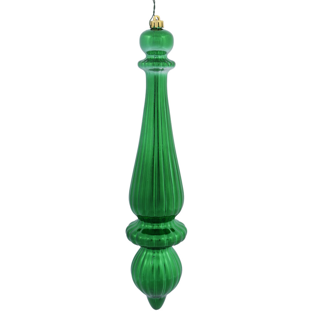 Vickerman 14 in. Green Shiny Finial Christmas Ornament