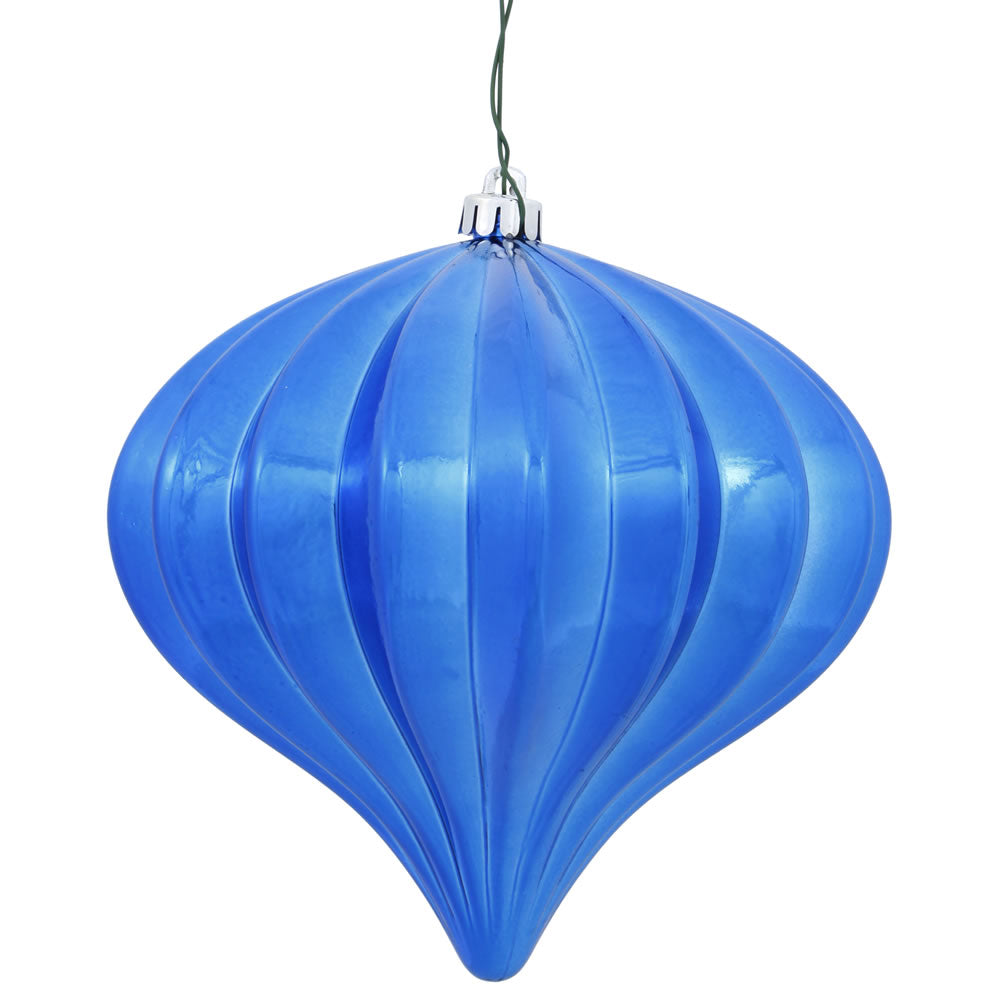 Vickerman 5.7 in. Blue Shiny Onion Christmas Ornament