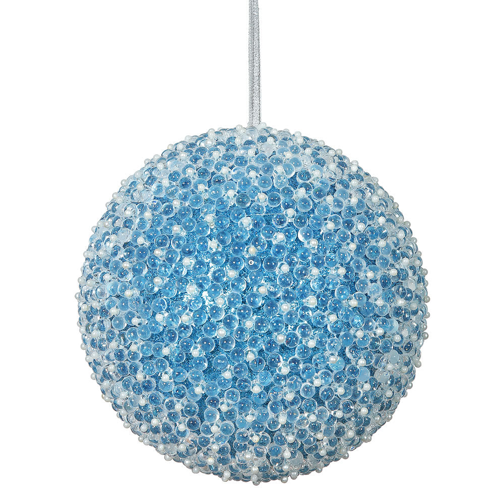 8" Turquoise Acrylic Beaded Christmas Ball Ornament