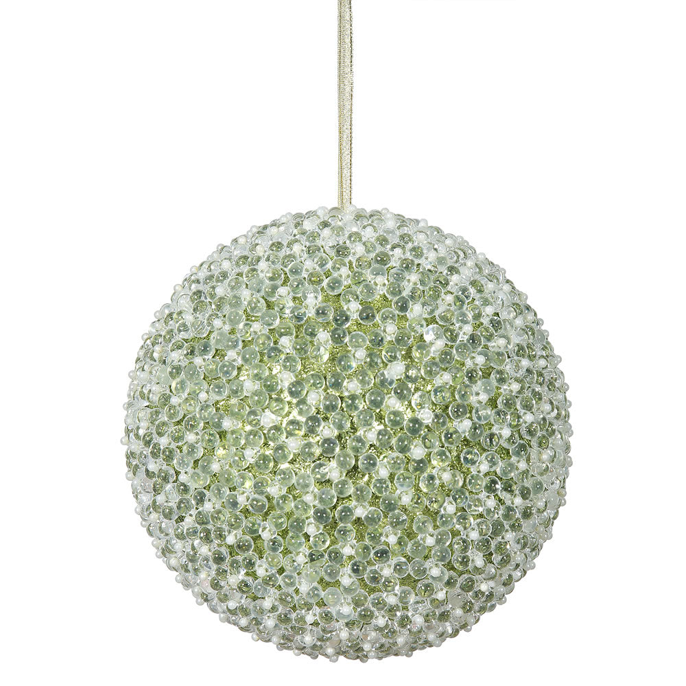 8" Lime Acrylic Beaded Christmas Ball Ornament