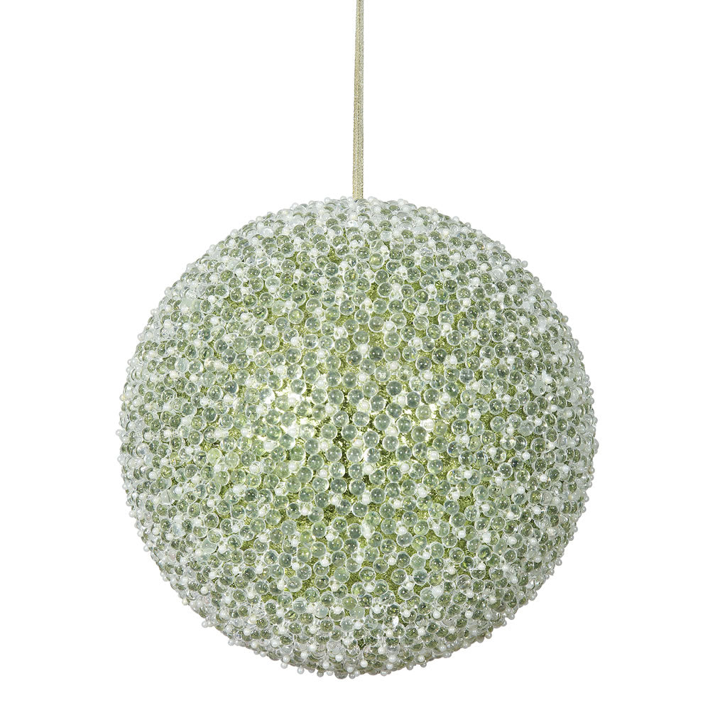 10" Lime Acrylic Beaded Foil Styrofoam Christmas Ball Ornament