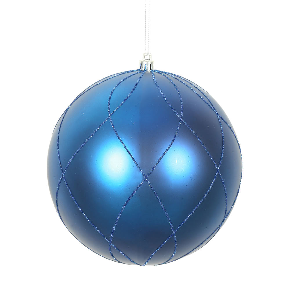 Vickerman 6 in. Blue swirl Glitter Ball Christmas Ornament