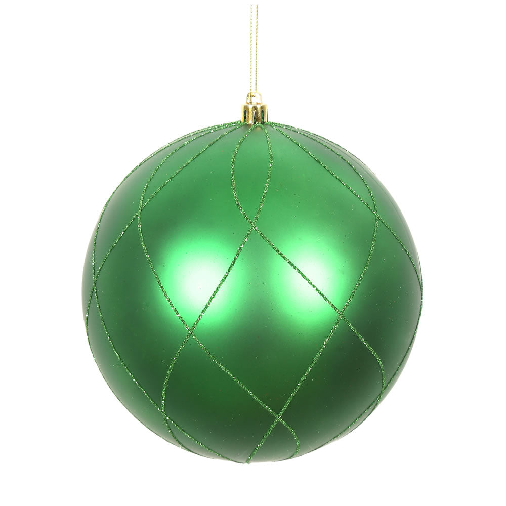 Vickerman 8 in. Green swirl Glitter Ball Christmas Ornament
