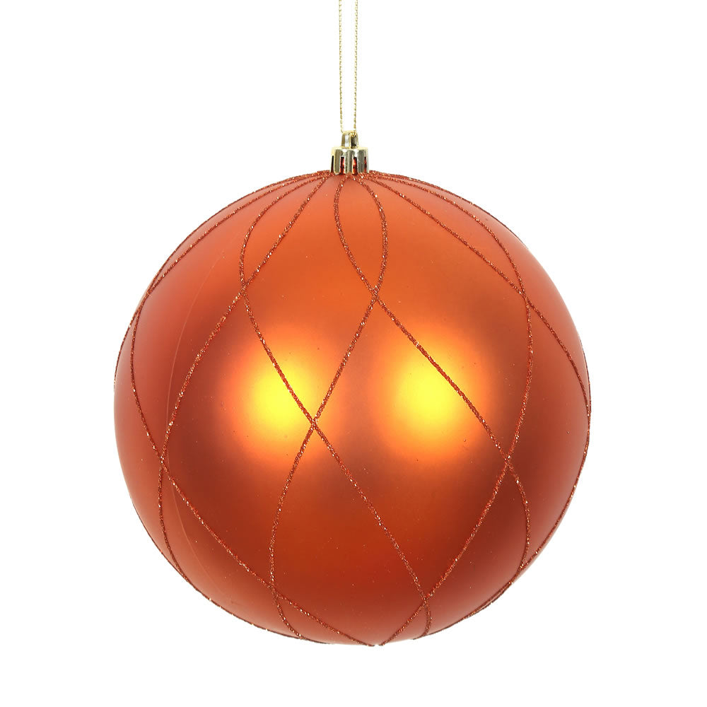 Vickerman 8 in. Burnished Orange swirl Glitter Ball Christmas Ornament