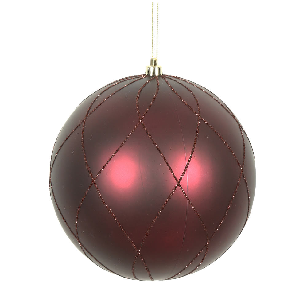 Vickerman 4 in. Wine swirl Glitter Ball Christmas Ornament