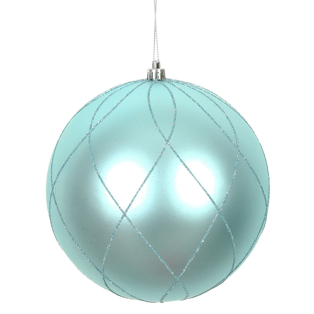 Vickerman 6 in. Baby Blue swirl Glitter Ball Christmas Ornament
