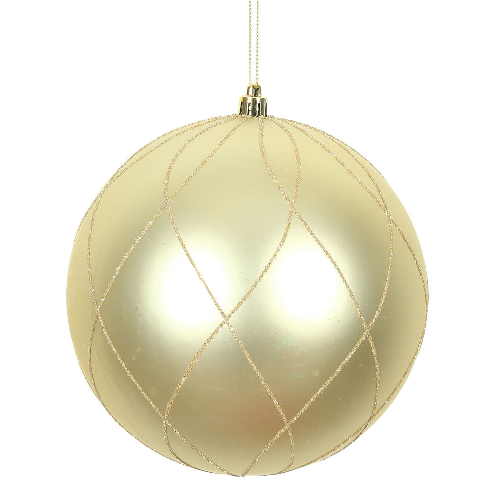 Vickerman 8 in. Champagne swirl Glitter Ball Christmas Ornament