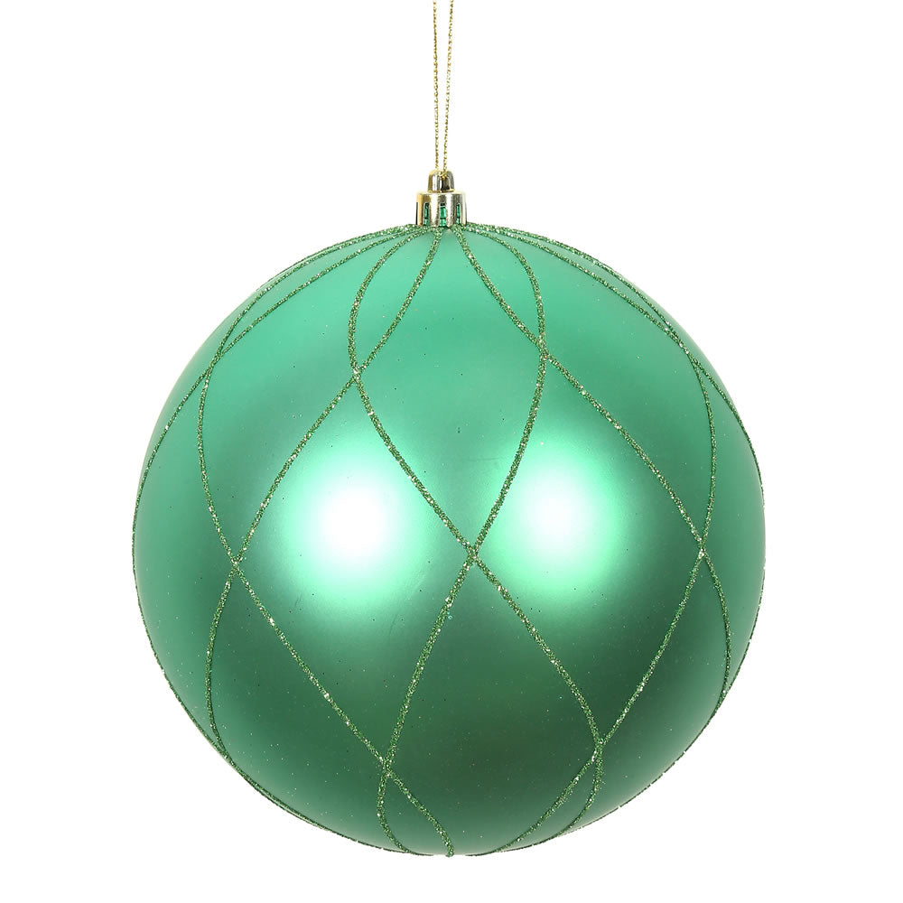Vickerman 4 in. Seafoam swirl Glitter Ball Christmas Ornament