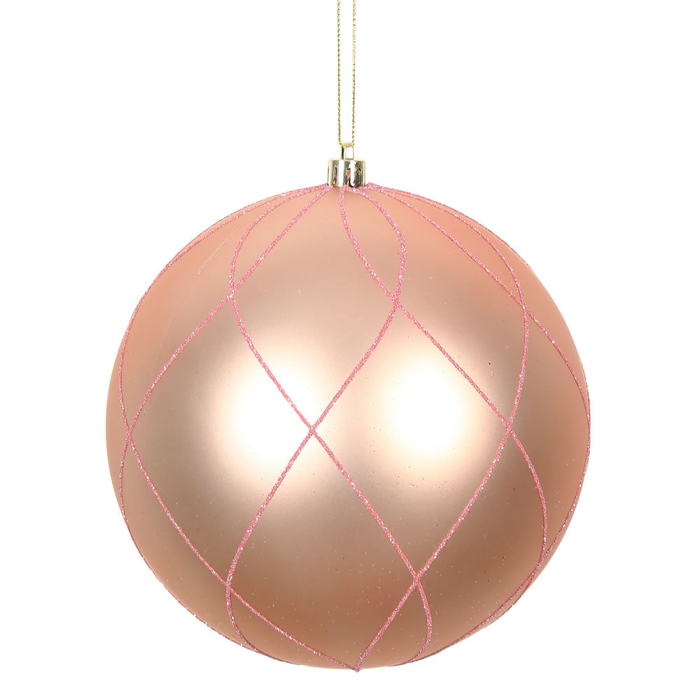 Vickerman 6 in. Rose Gold swirl Glitter Ball Christmas Ornament