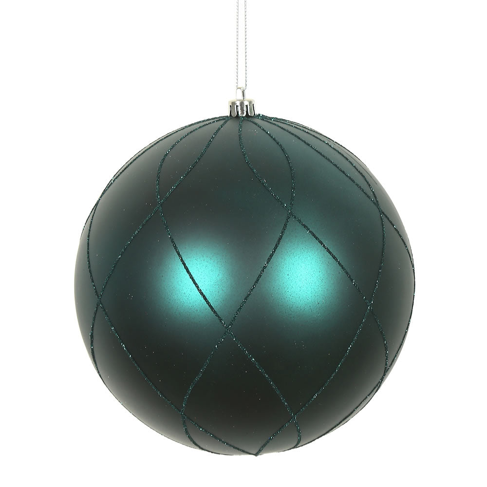 Vickerman 6 in. Sea Blue swirl Glitter Ball Christmas Ornament
