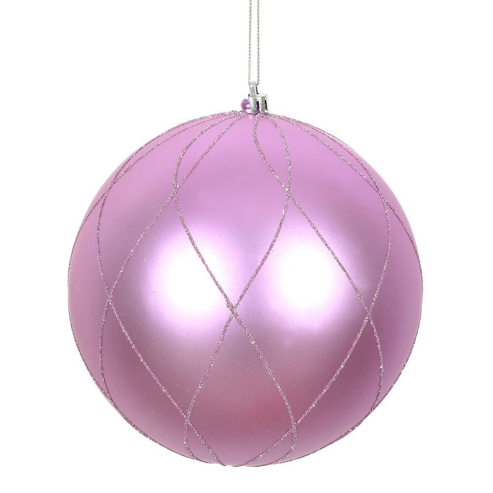 Vickerman 6 in. Orchid swirl Glitter Ball Christmas Ornament