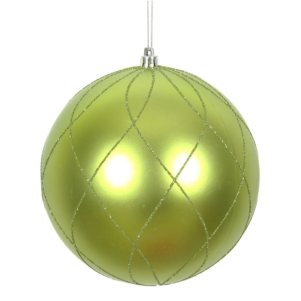 Vickerman 6 in. Lime swirl Glitter Ball Christmas Ornament