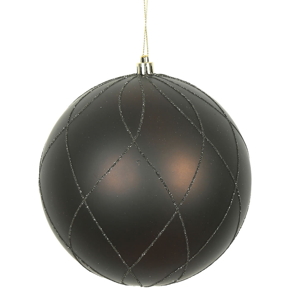 Vickerman 8 in. Chocolate swirl Glitter Ball Christmas Ornament