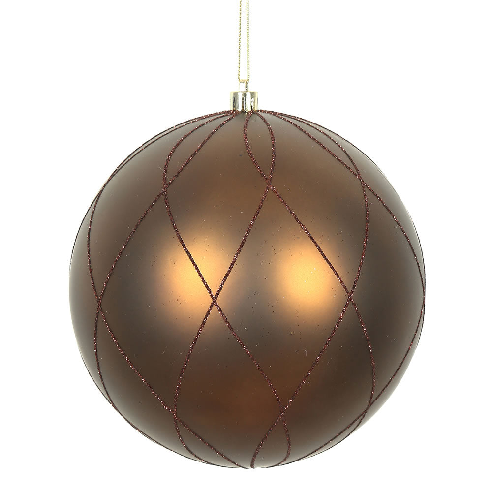 Vickerman 4 in. Mocha swirl Glitter Ball Christmas Ornament