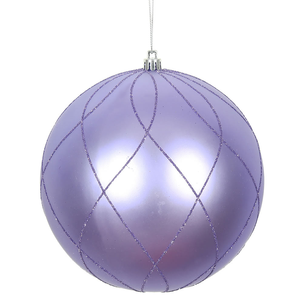 Vickerman 4 in. Lavender swirl Glitter Ball Christmas Ornament