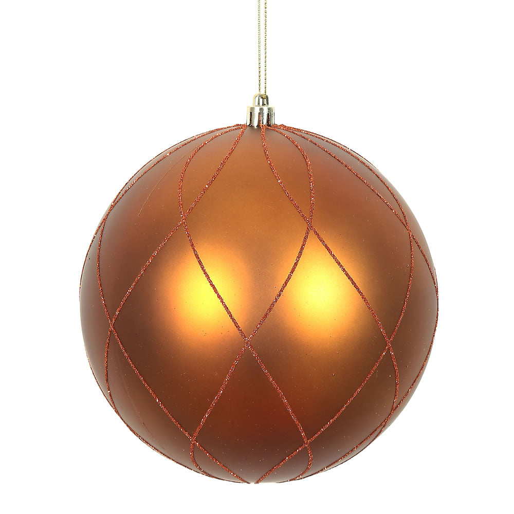 Vickerman 6 in. Copper swirl Glitter Ball Christmas Ornament