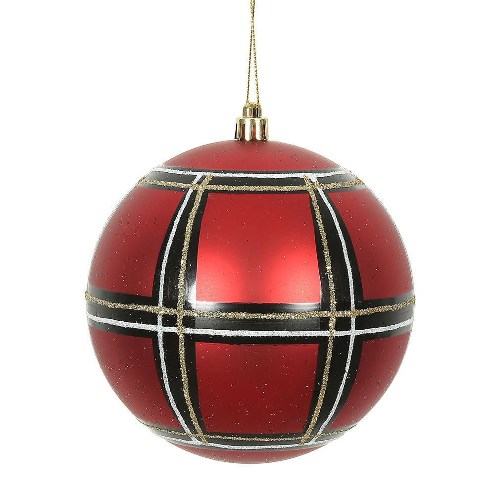 Vickerman 3 in. Red-Black-White Ball Christmas Ornament