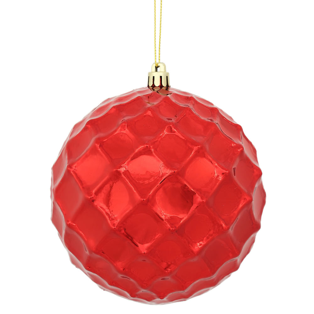 Vickerman 4.75 in. Red Shiny Diamond Bauble Christmas Ornament