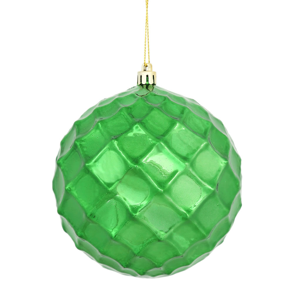 Vickerman 4.75 in. Emerald Shiny Diamond Bauble Christmas Ornament