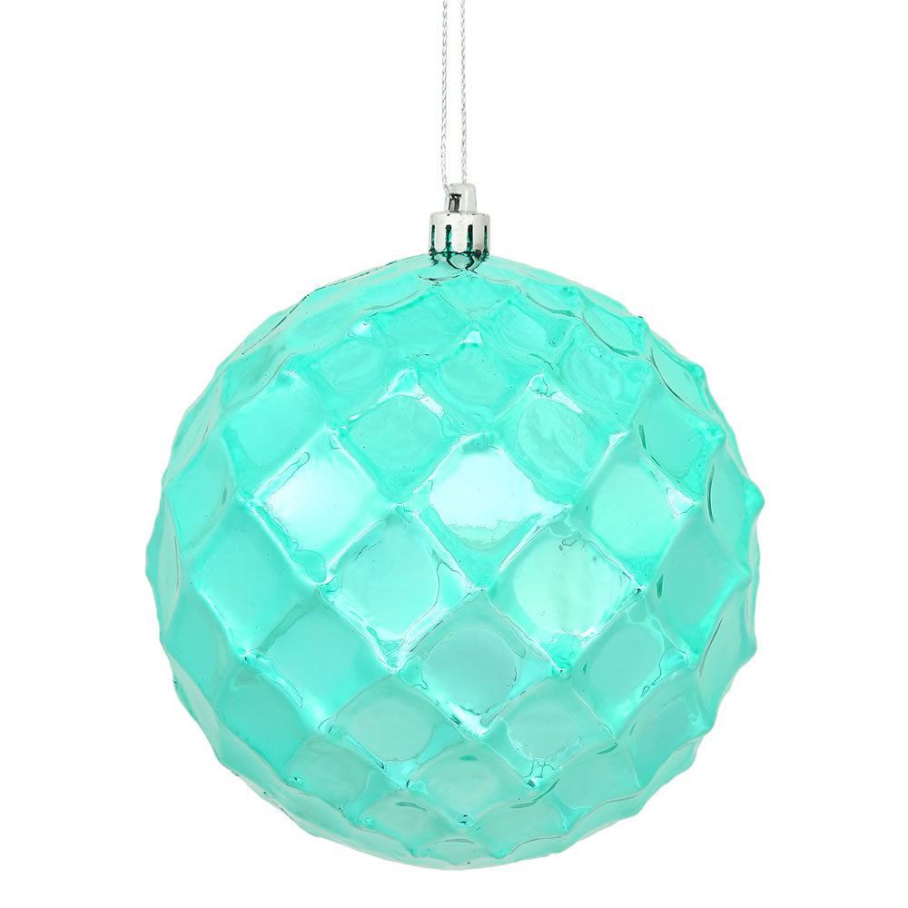 Vickerman 4.75 in. Teal Shiny Diamond Bauble Christmas Ornament