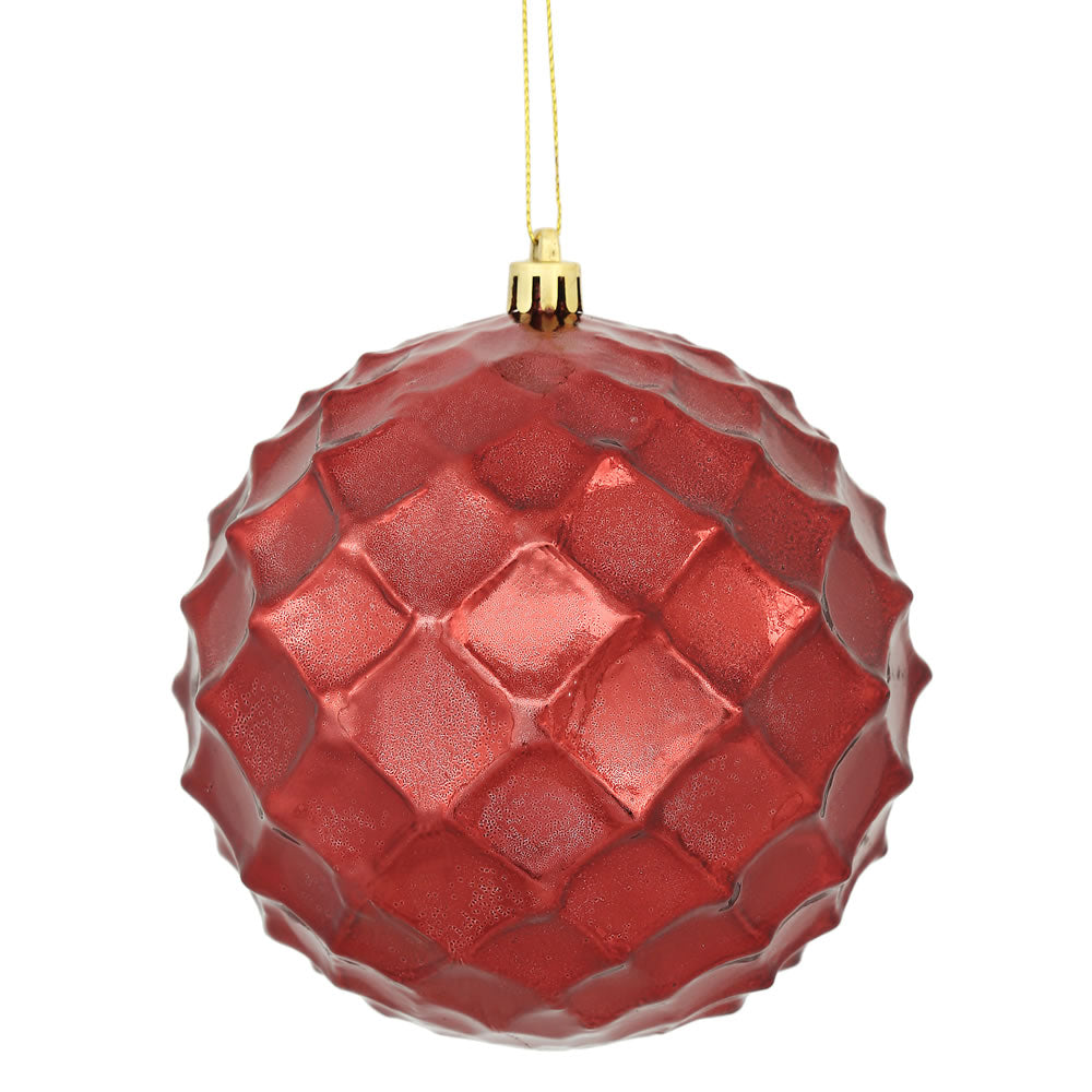 Vickerman 4.75 in. Burgundy Shiny Diamond Bauble Christmas Ornament