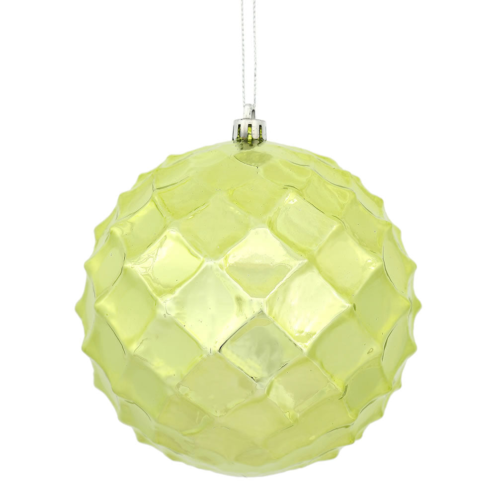 Vickerman 4.75 in. Lime Shiny Diamond Bauble Christmas Ornament