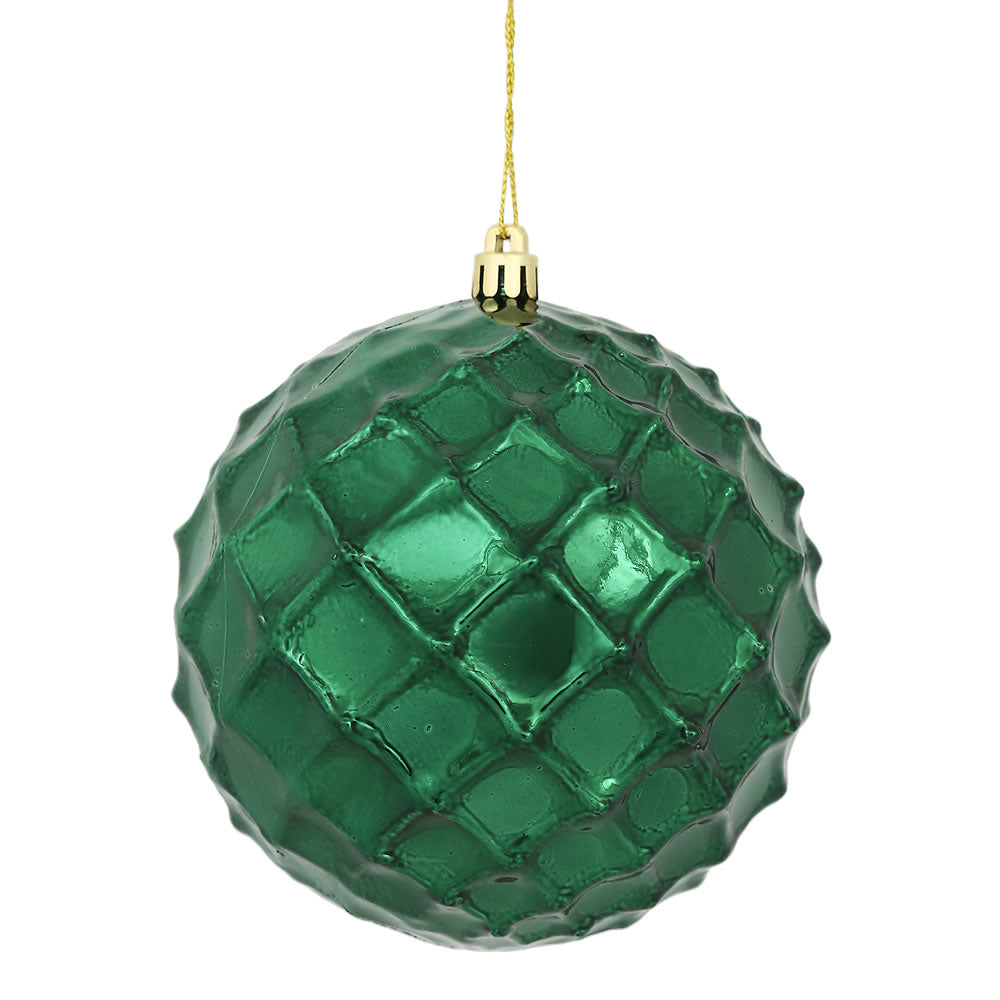 Vickerman 4.75 in. Midnight Green Shiny Diamond Bauble Christmas Ornament